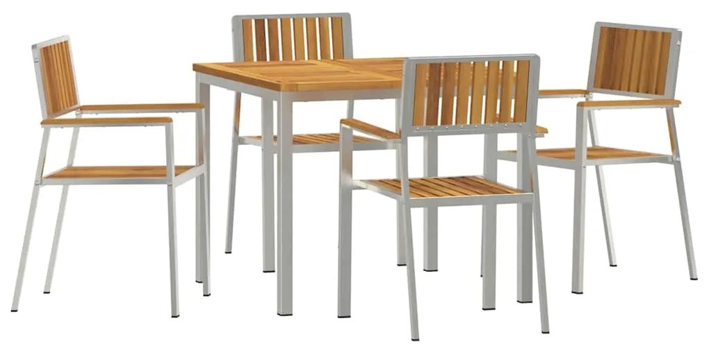 vidaXL Σέτ φαγητού για κήπο 5 pcs Καφέ Μασίφ ξύλο ακακίας