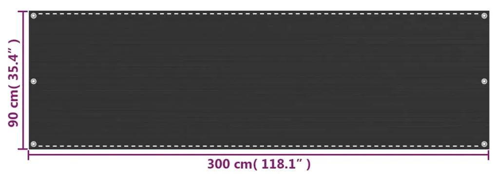 vidaXL Διαχωριστικό Βεράντας Ανθρακί 90 x 300 εκ. από HDPE
