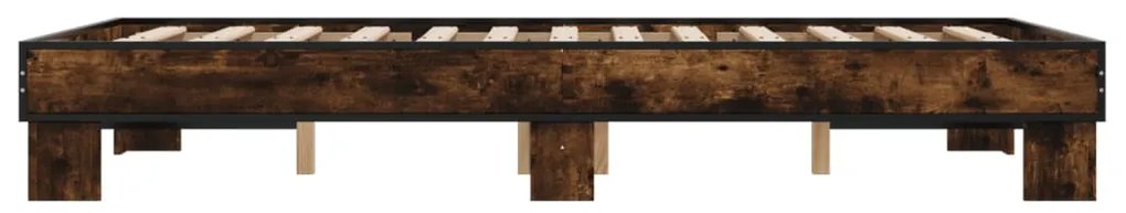 vidaXL Πλαίσιο Κρεβατιού Καφέ Δρυς 140x200 εκ. Επεξ. Ξύλο & Μέταλλο