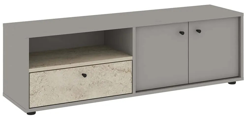 Έπιπλο Tηλεόρασης Pao 382NRC2520 136x35x42cm Travertine Beige-Grey