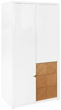 Ντουλάπα Boston CB105, Δρυς, Γυαλιστερό λευκό, 202x107x57cm, 113 kg, Πόρτες ντουλάπας: Με μεντεσέδες, Αριθμός ραφιών: 3, Αριθμός ραφιών: 3