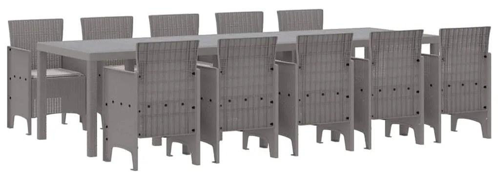 vidaXL Σέτ φαγητού για κήπο 11 pcs Ανοιχτό γκρι Ράτταν και Αλουμίνιο