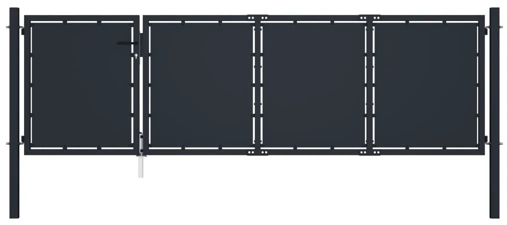 vidaXL Πόρτα Κήπου Ατσάλινη 350x100 εκ. Ανθρακί