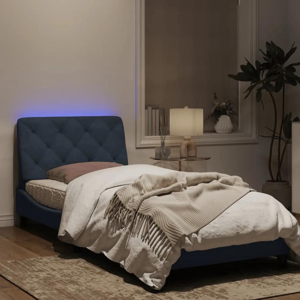 vidaXL Πλαίσιο Κρεβατιού με LED Σκούρο Γκρι 90x190 εκ. Βελούδινο