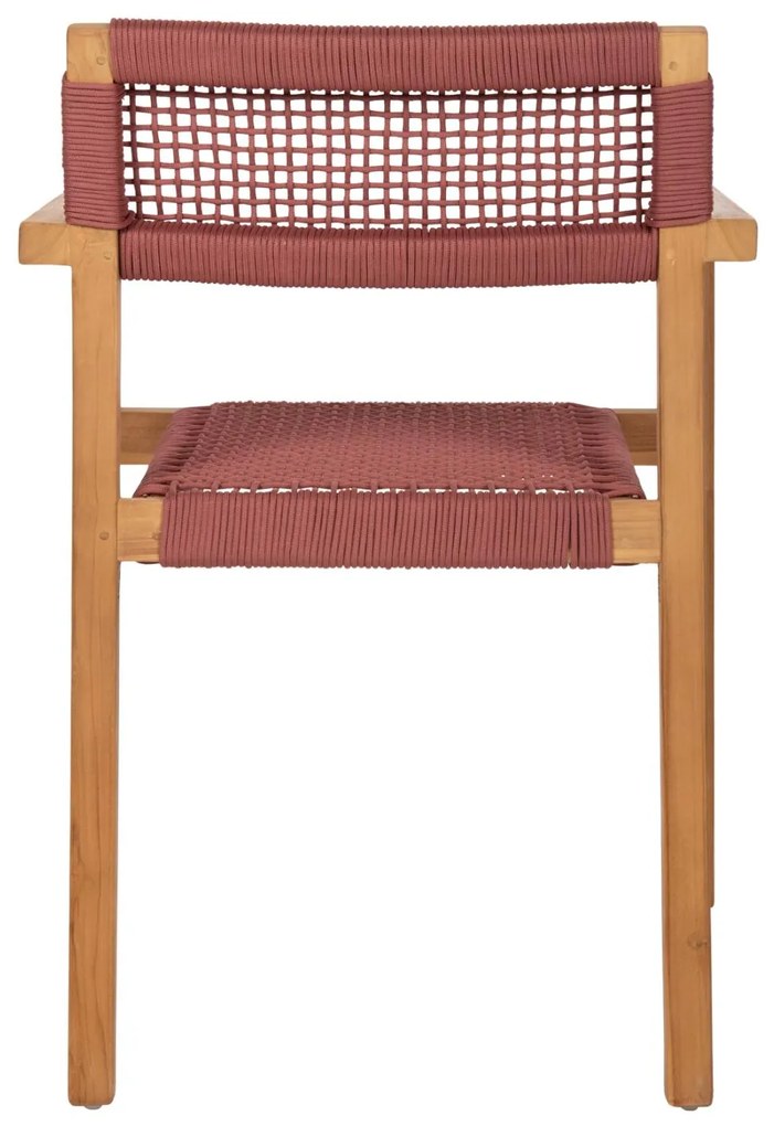 Πολυθρόνα CHARLOTTE Ξύλο Teak Φυσικό και Σχοινί Ρόζ 59x54x83Yεκ. 59x54x83 εκ.