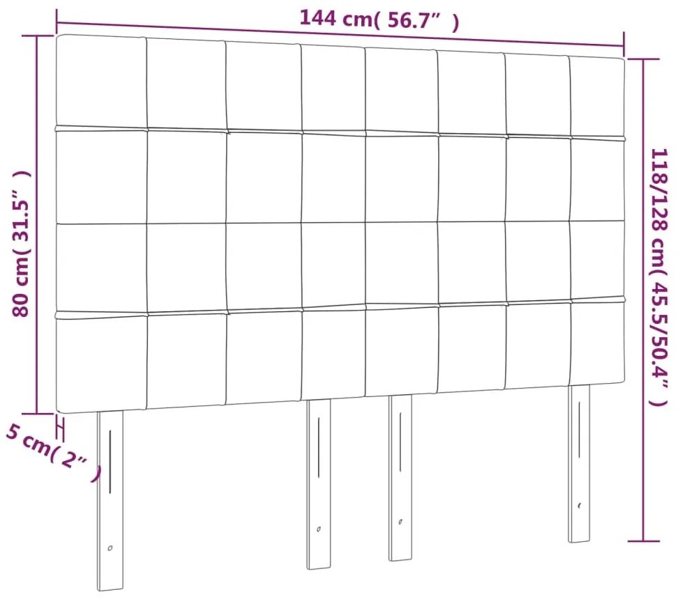 Κεφαλάρι Κρεβατιού LED Ανοιχτό Γκρι 144x5x118/128 εκ. Βελούδινο - Γκρι