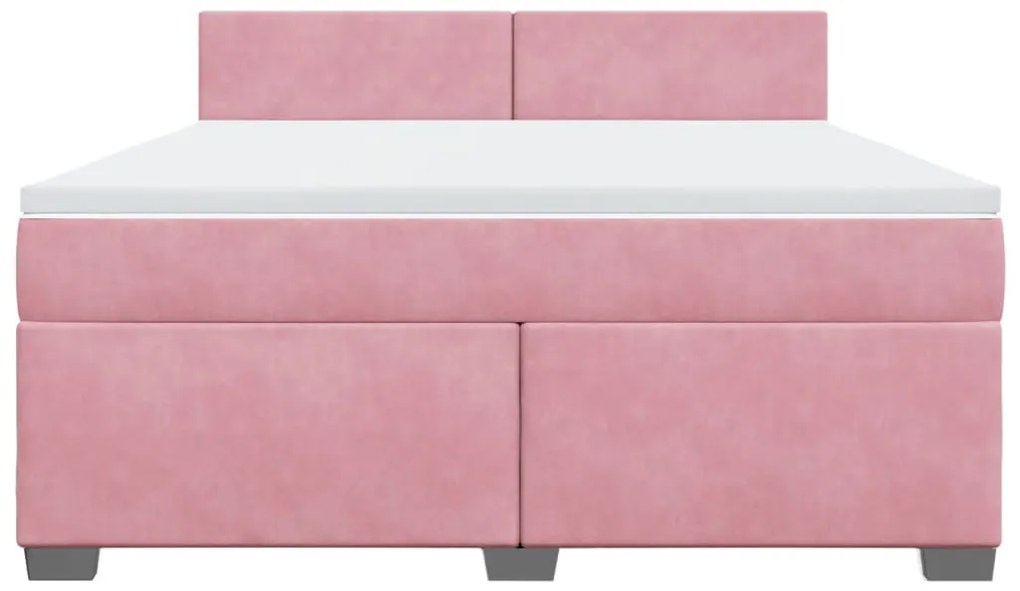 vidaXL Κρεβάτι Boxspring με Στρώμα Ροζ 180x200 εκ. Βελούδινο