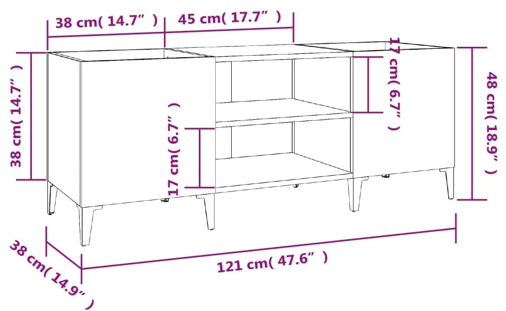 ΔΙΣΚΟΘΗΚΗ ΓΚΡΙ SONOMA 121 X 38 X 48 ΕΚ. ΑΠΟ ΕΠΕΞΕΡΓΑΣΜΕΝΟ ΞΥΛΟ 831939