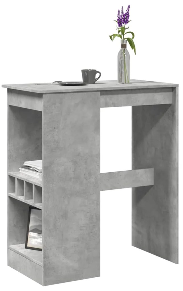 Τραπέζι Μπαρ με Ράφια Γκρι Σκυρ. 90x47,5x103,5 εκ Επεξεργ. Ξύλο