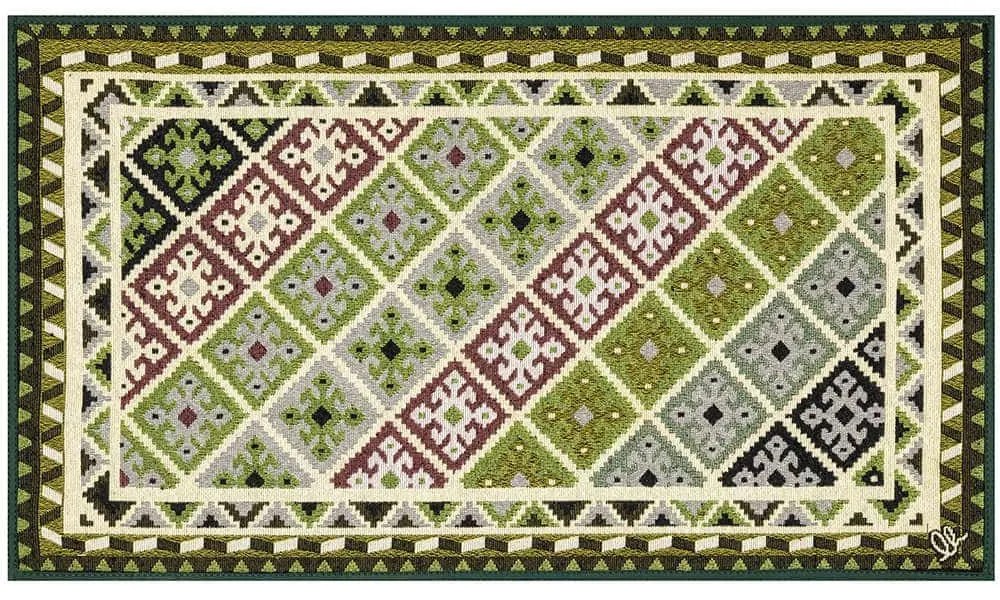 Χαλάκι Κουζίνας Kilim 004 50X140cm Green Sdim 50X140 Βαμβάκι