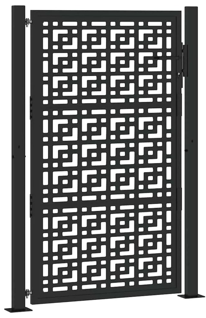 vidaXL Πόρτα Κήπου Μαύρη 100x150 εκ. με Σταυρό από Ατσάλι