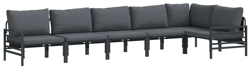 vidaXL Σετ Καναπέ Κήπου με μαξιλάρι 6 pcs Μαύρο Ατσάλι