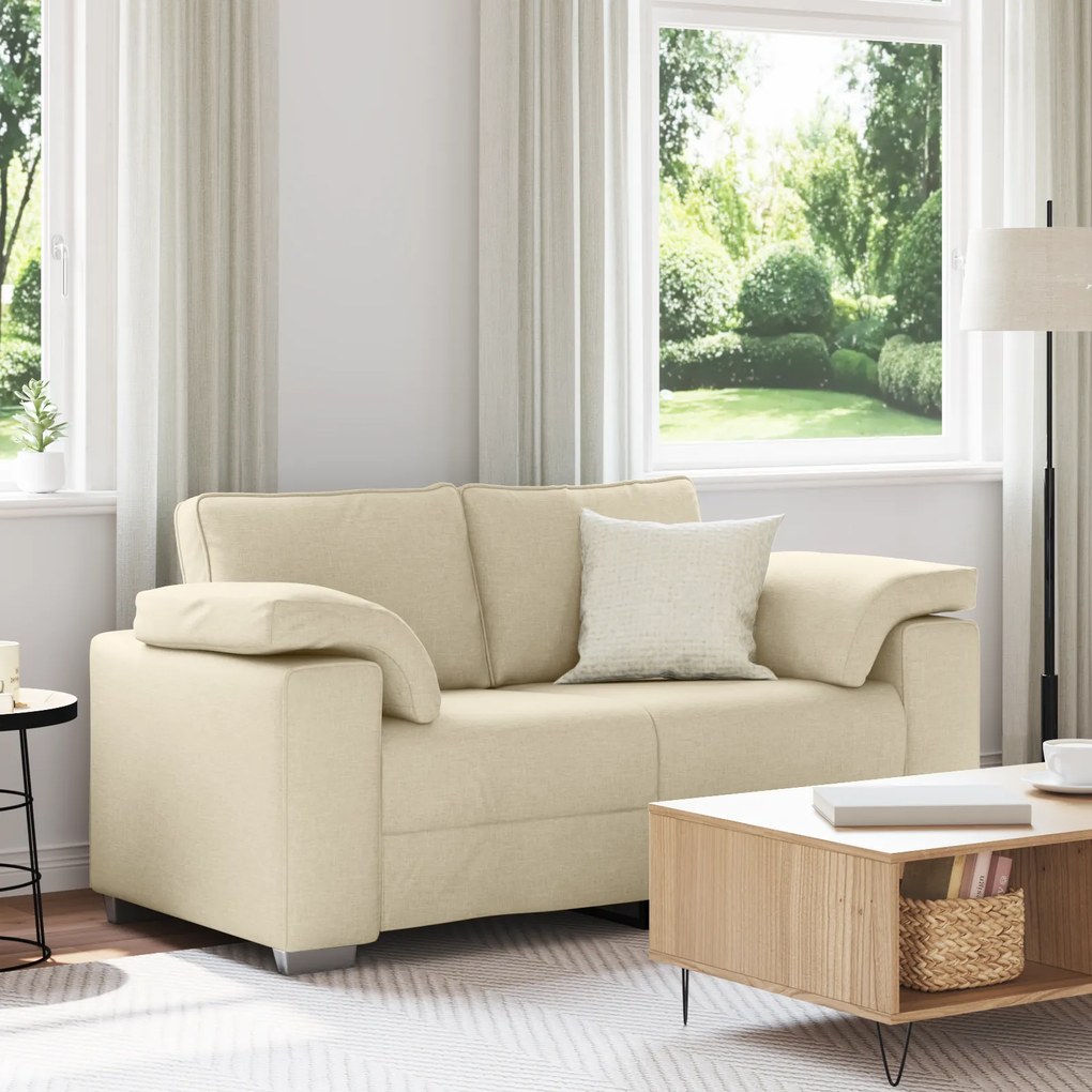 vidaXL Καναπές Κρεμ 160 x 77 x 82 εκ Ύφασμα