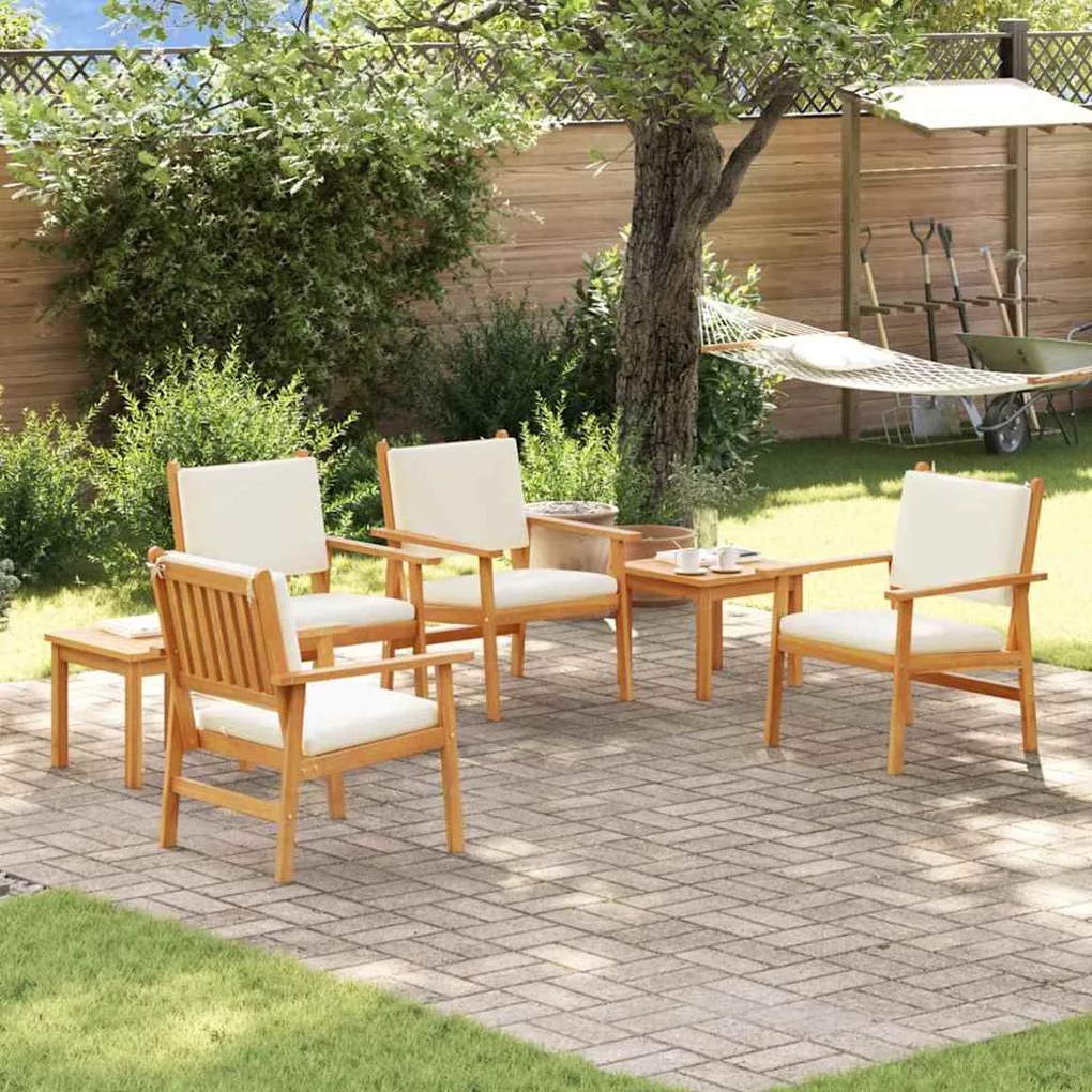 vidaXL Σετ Καναπέ Κήπου 6 pcs Καφέ 45 x 45 x 38 εκ. Μασίφ ξύλο ακακίας