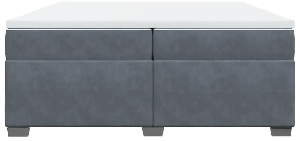 vidaXL Κρεβάτι Boxspring με Στρώμα Σκούρο Γκρι 200x200 εκ. Βελούδινο
