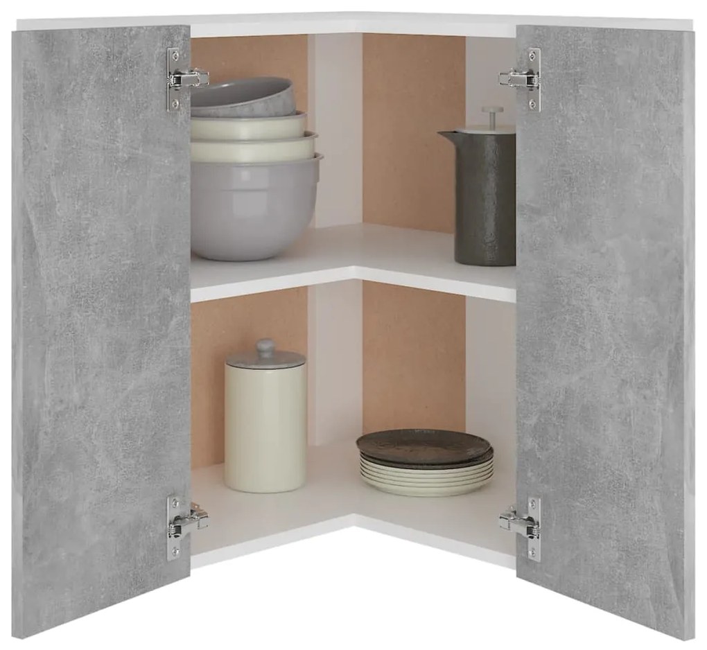 vidaXL Κρεμαστό Γωνιακό Ντουλάπι &quot;Lyon&quot; Γκρι Σκυρόδεμα 57x57x60 εκ. από Τεχνητό Ξύλο