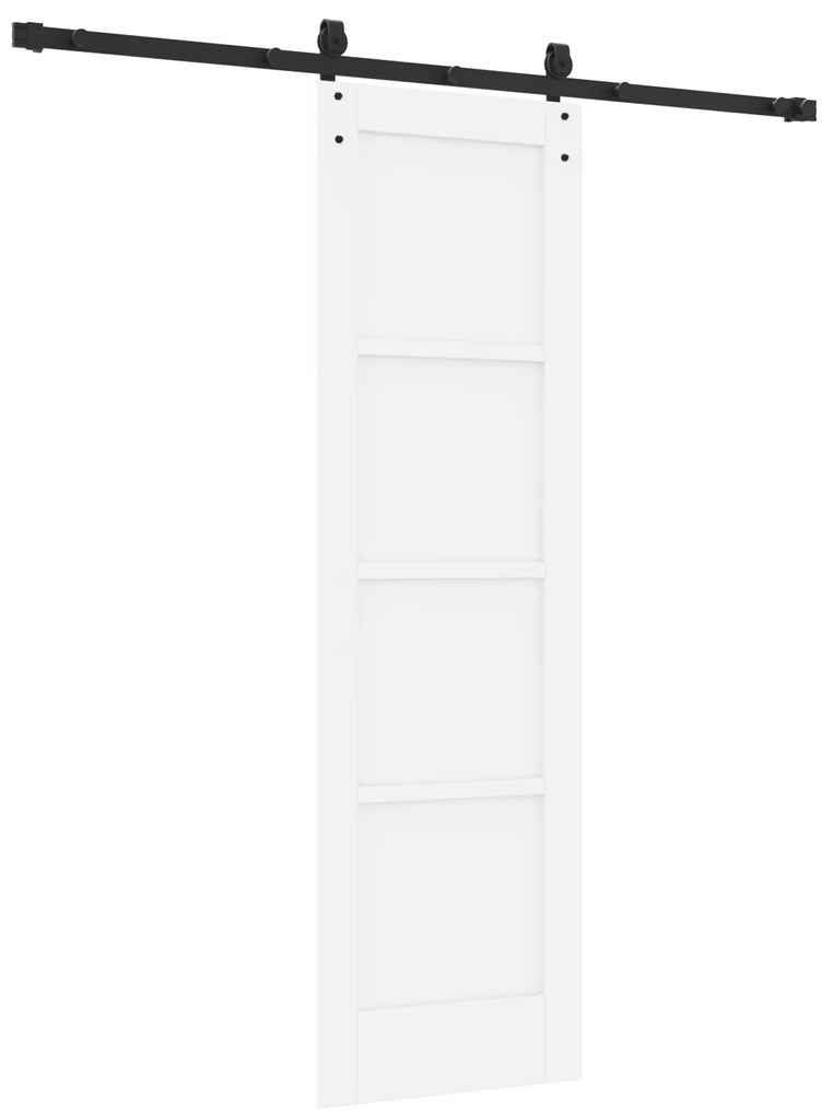 vidaXL Συρόμενη Πόρτα με Σετ Εξαρτημάτων Λευκή 61x198.5 εκ. Συμπαγές Ξύλο Πεύκου
