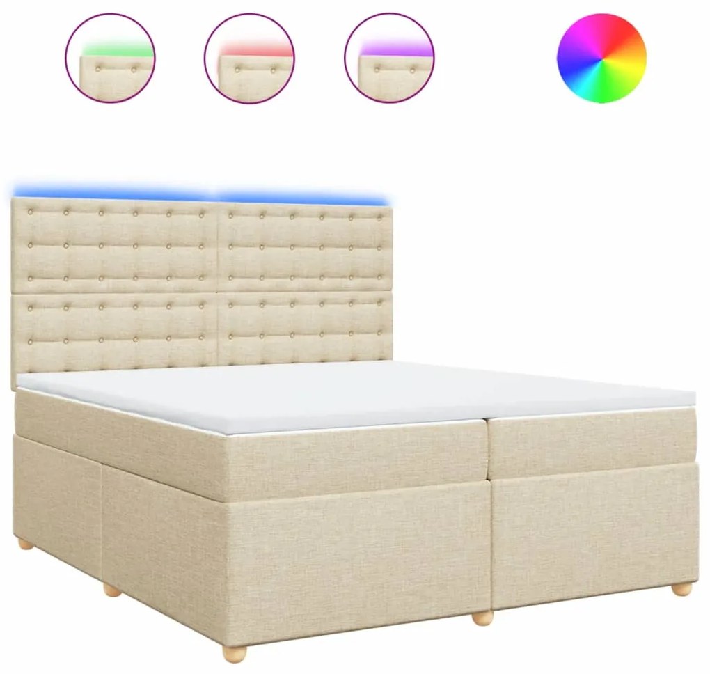 ΚΡΕΒΑΤΙ BOXSPRING ΜΕ ΣΤΡΩΜΑ ΚΡΕΜ 200X200 ΕΚ. ΥΦΑΣΜΑΤΙΝΟ 3293706