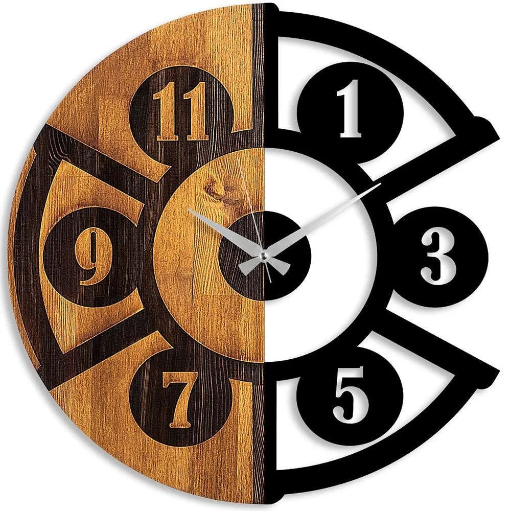 Ρολόι Τοίχου Pizza Slice 539TNL1145 56x3x56cm Walnut-Black Wallity Metal,Wood
