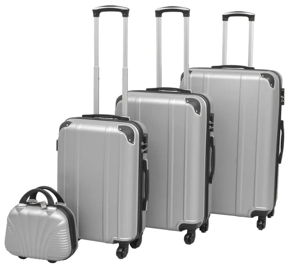 vidaXL Σετ Βαλιτσών Τρόλεϊ με Σκληρό Περίβλημα 4 τεμ. Ασημί