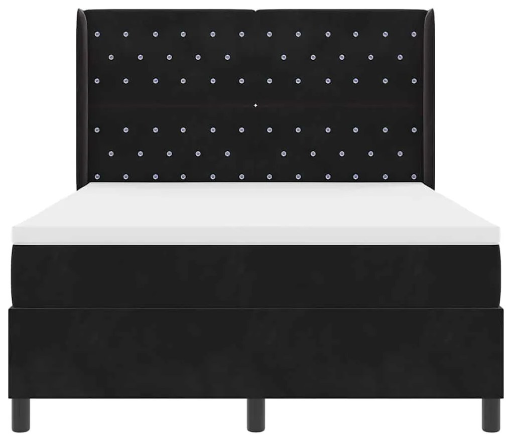 vidaXL Κρεβάτι με ελατήρια με κεφαλάρι Μαύρο 160 x 200 cm Βελούδο