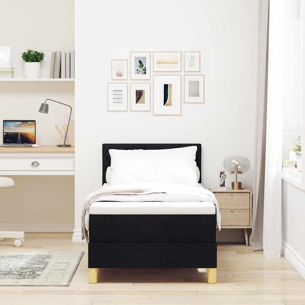 vidaXL Κρεβάτι box spring με στρώμα με στρώμα Μαύρο 80 x 200 cm ύφασμα