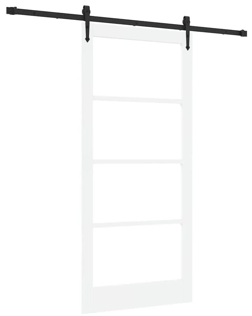 vidaXL Ολισθητή Πόρτα Χειροκίνητος Λευκό 93 x 202 cm Ξύλο και μέταλλο