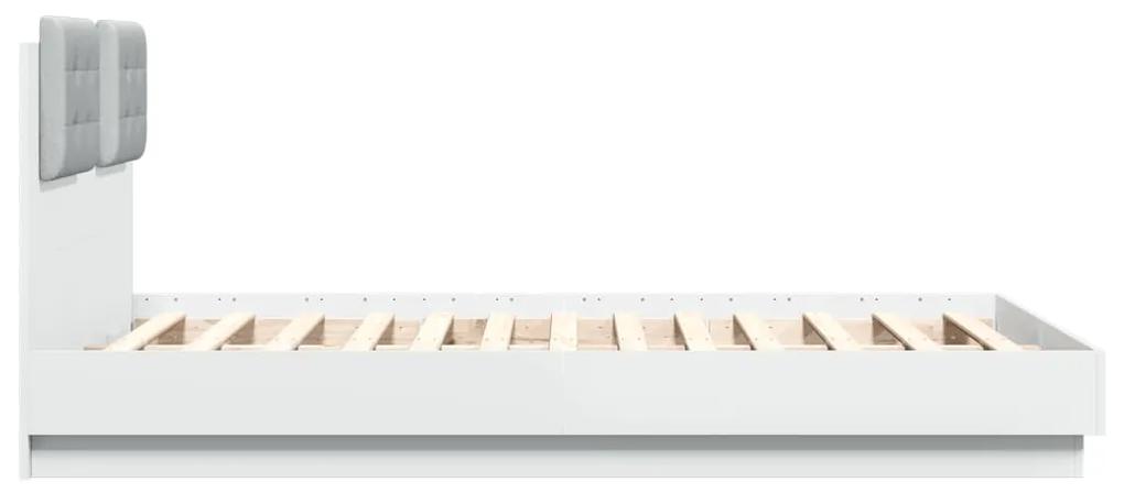 vidaXL Πλαίσιο Κρεβατιού με κεφαλάρι Λευκό 135x190 εκ Επεξεργ. Ξύλο