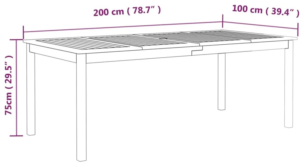 ΤΡΑΠΕΖΙ ΚΗΠΟΥ ΓΚΡΙ 200 X 100 X 75 ΕΚ. ΑΠΟ ΜΑΣΙΦ ΞΥΛΟ ΑΚΑΚΙΑΣ 318745