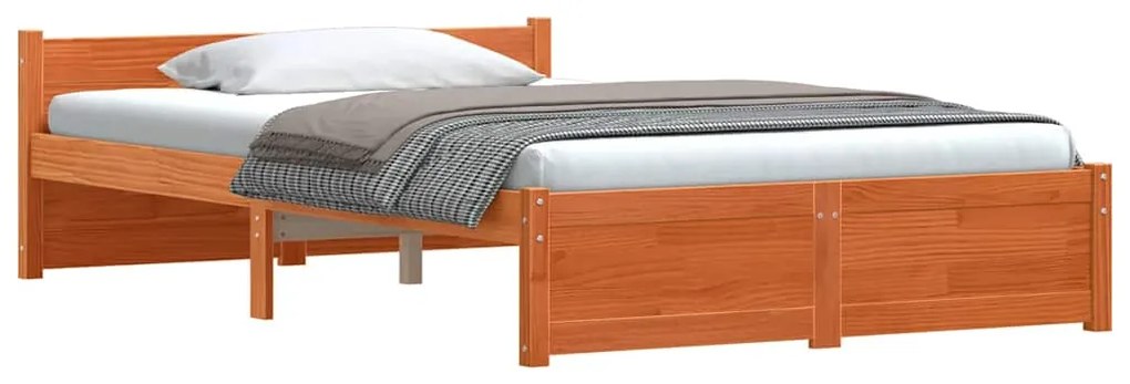 vidaXL Σκελετός Κρεβατιού Καφέ κεριού 135 x 190 cm Μασίφ ξύλο πεύκου