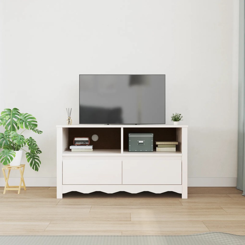 vidaXL Ντουλάπι τηλεόρασης "DRAMMEN" Λευκό 99x43x55 εκ. Στερεό ξύλο πεύκου