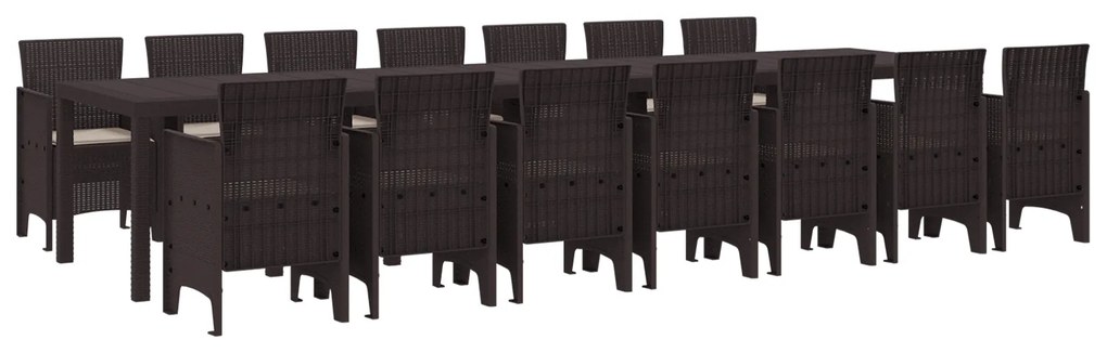vidaXL Σετ Τραπεζαρίας Κήπου 15 pcs Καφέ Για 14 Άτομα