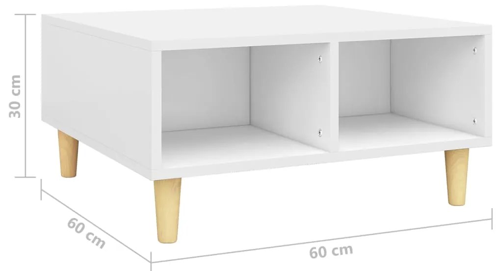 vidaXL Τραπεζάκι Σαλονιού Λευκό 60 x 60 x 30 εκ. από Μοριοσανίδα
