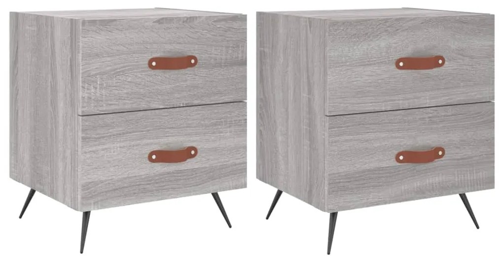 vidaXL Κομοδίνα 2 τεμ. Γκρι Sonoma 40 x 35 x 47,5 εκ. Επεξεργ. Ξύλο