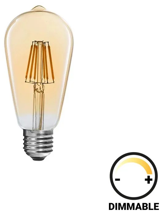 Λαμπτήρας LED ST64 Bulb pakoworld dimmable 8W E27 amber - 342-000082
