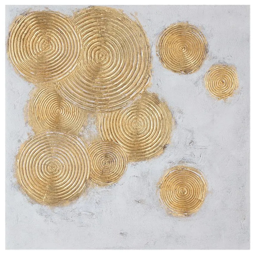 Πίνακας Σε Καμβά Festos 2 021635 82x82xH4,5cm Gold-White Τετράγωνοι Wood, Canvas