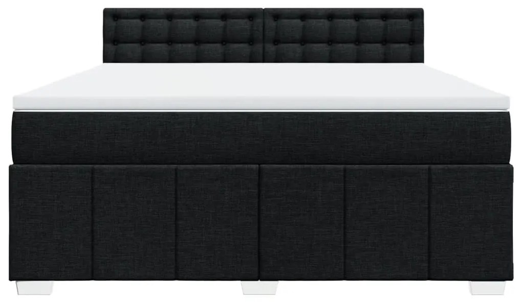 vidaXL Κρεβάτι Boxspring με Στρώμα Μαύρο 180x200 εκ. Υφασμάτινο