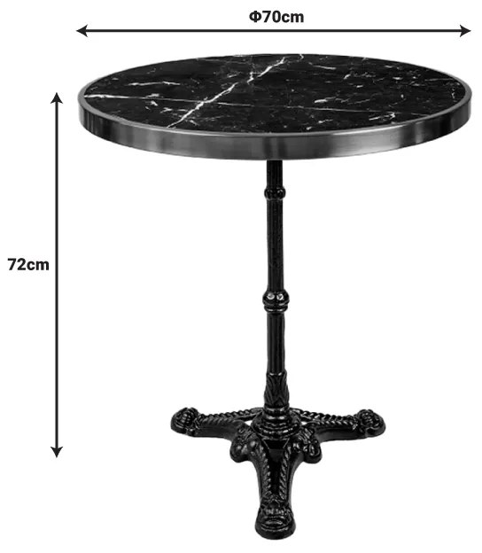 Τραπέζι μαρμάρινο Andeket pakoworld μαντέμι σε μαύρη-χρυσή απόχρωση Φ70x72εκ