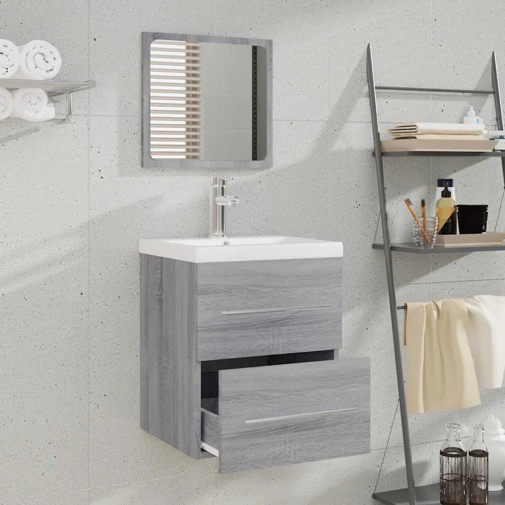 vidaXL Ντουλάπι Μπάνιου με Καθρέφτη Γκρι Sonoma 41x38,5x48 εκ.