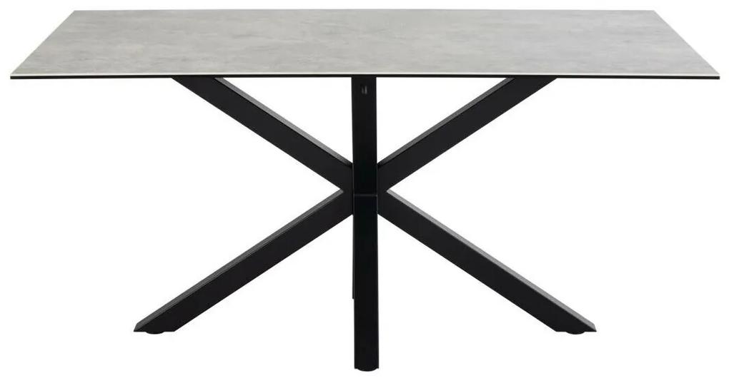 Τραπέζι Oakland 582, Γκρι, Μαύρο, 76x90x160cm, 61 kg, Επεξεργασμένο γυαλί, Κεραμικός, Μέταλλο | Epipla1.gr