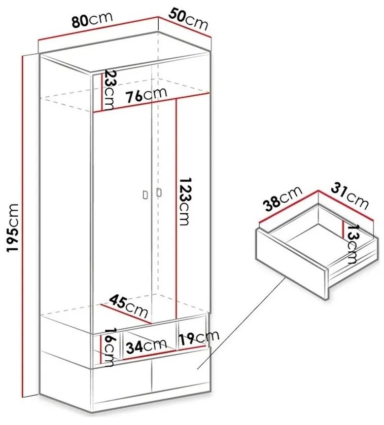 Ντουλάπα Omaha E101, Κίτρινο, Άσπρο, 195x80x50cm, 66 kg, Πόρτες ντουλάπας: Με μεντεσέδες, Αριθμός ραφιών: 1, Αριθμός ραφιών: 1 | Epipla1.gr