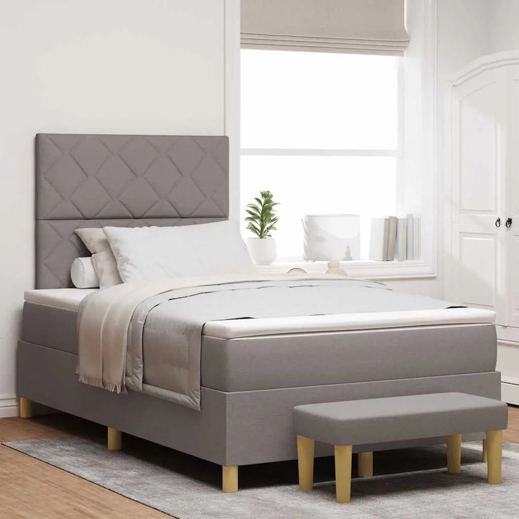 vidaXL Κρεβάτι με ελατήρια με στρώμα Taupe 120 x 190 cm ύφασμα