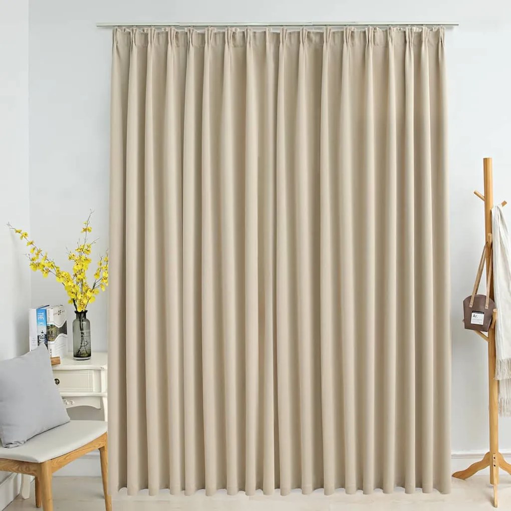 vidaXL Κουρτίνα Συσκότισης με Γάντζους Μπεζ 290 x 245 εκ.