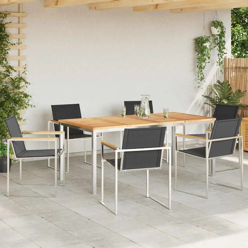 vidaXL Σέτ φαγητού για κήπο 7 pcs Συμπαγές Ξύλο Τικ