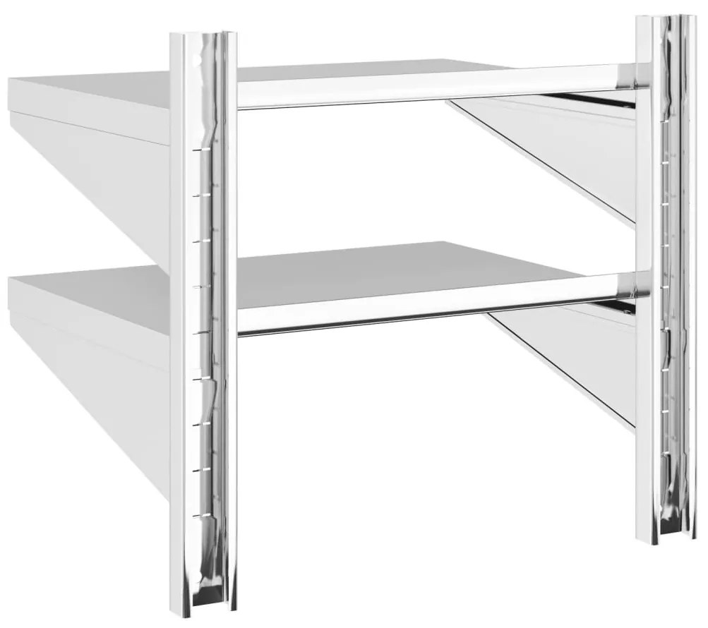Ράφι Τοίχου 2 Επιπ. Ασημί 50x40x48 εκ. Ανοξείδωτο Ατσάλι - Ασήμι