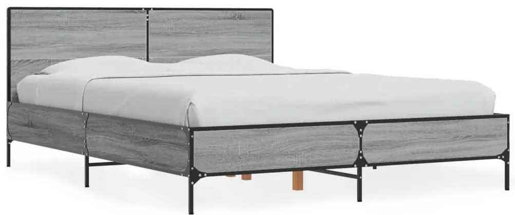 vidaXL Πλαίσιο Κρεβατιού Γκρι Sonoma 140x190 εκ. Επεξ. Ξύλο & Μέταλλο
