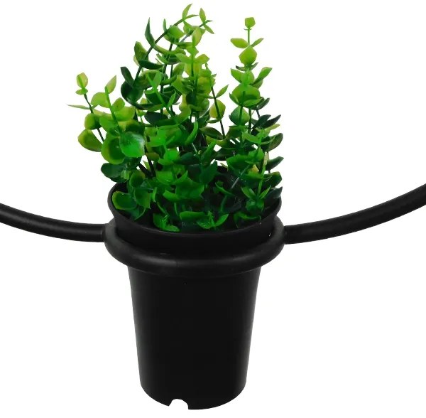 GloboStar FLOWERPOT 10001210 Μοντέρνο Κρεμαστό Φωτιστικό Οροφής Μονόφωτο 1 x E27 Μαύρο Μεταλλικό με Διακοσμητικό Φυτό Φ27 x Y40cm - 10001210