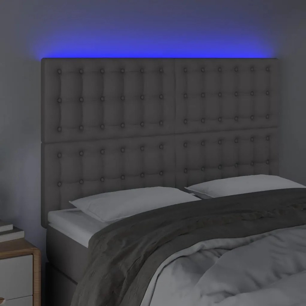Κεφαλάρι Κρεβατιού LED Γκρι 144x5x118/128 εκ - Γκρι