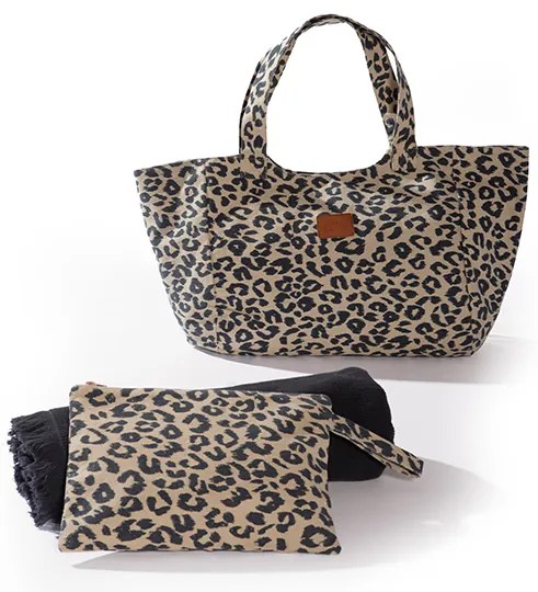 Τσαντα Θαλασσης Cheetah 41X39X24  - Μπέζ/Μαύρο - Nef-Nef Homeware