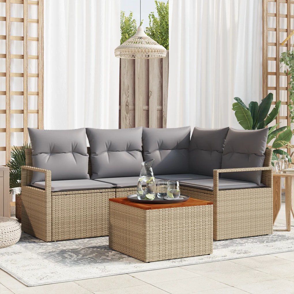 vidaXL Σετ Σοφά Κήπου 5 pcs Μπεζ, ανοιχτό γκρι Μεσαίο